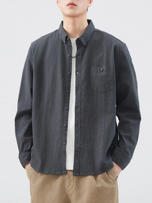Men's Plus Size Button Up Long Sleeve Shirt