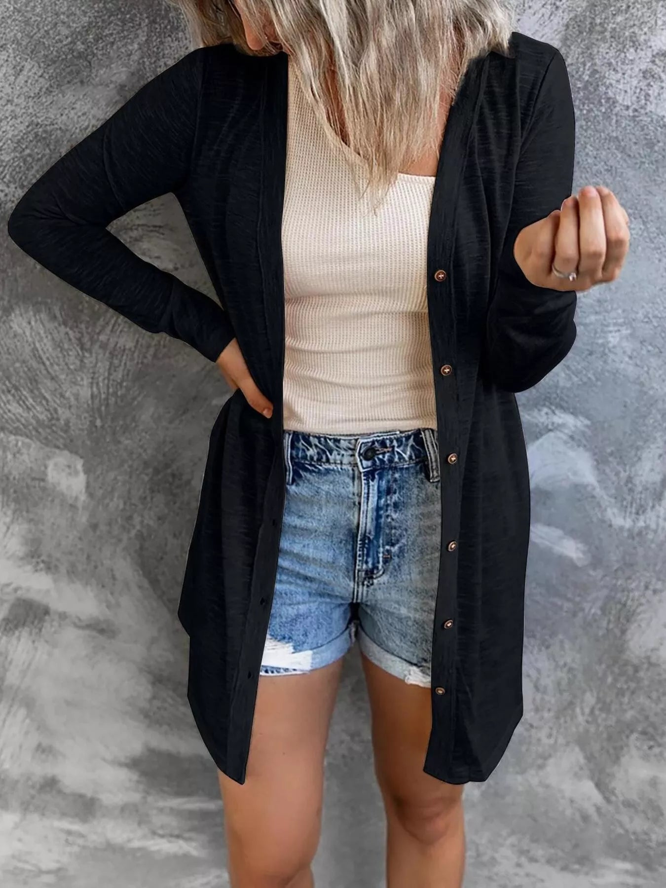 Full Size Lightweight Button-Up Cardigan Plus Size