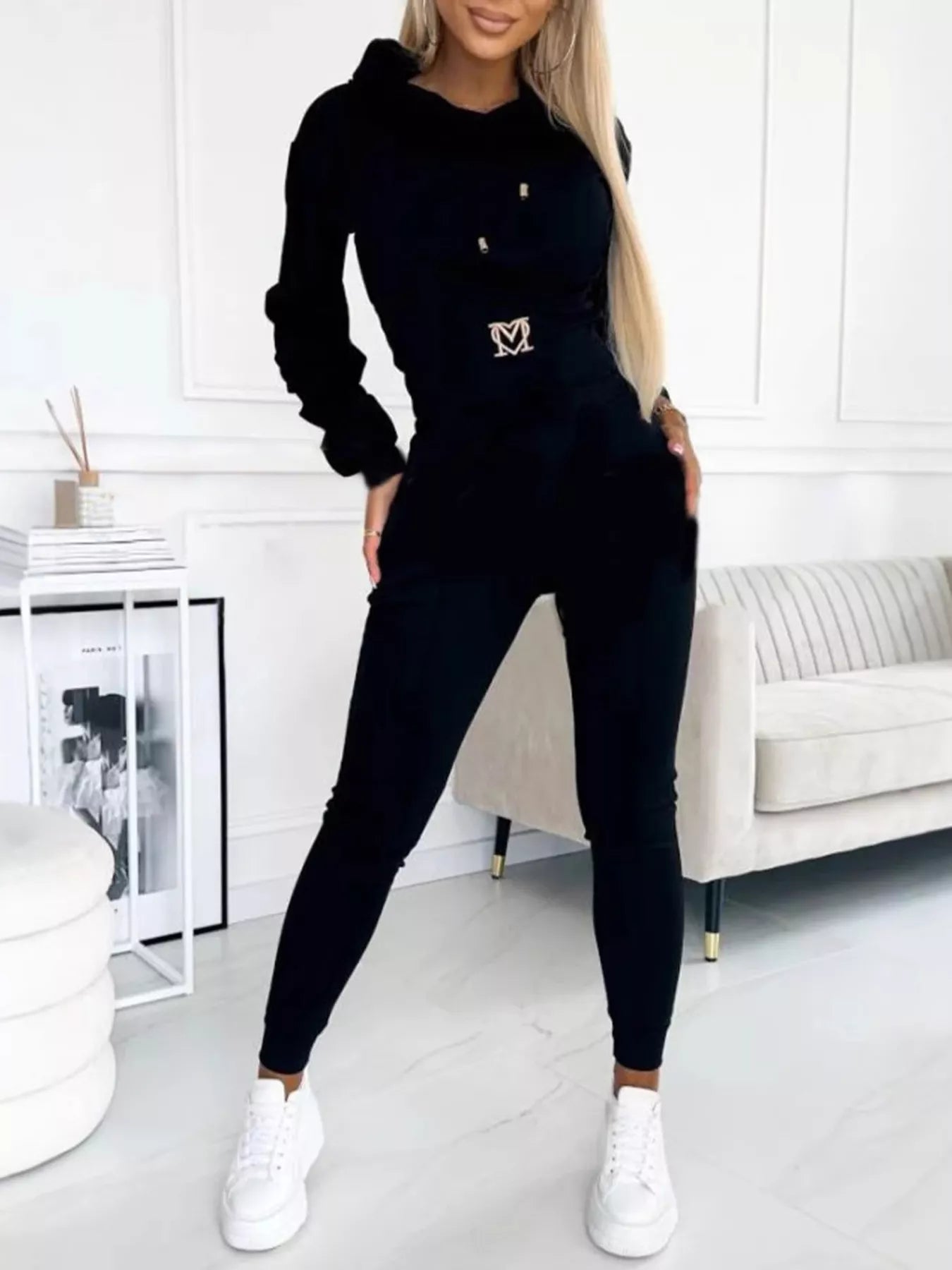 Full Size Drawstring Cropped Hoodie and Pants Set Plus Size
