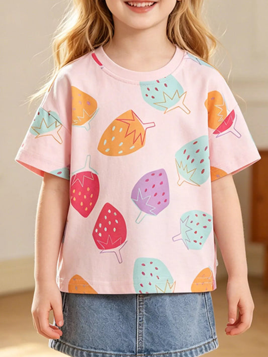 Children's Strawberry Print Short Sleeve Tee