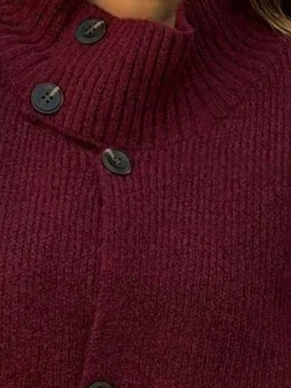 Full Size Button-Up Mock Neck Cardigan Plus Size