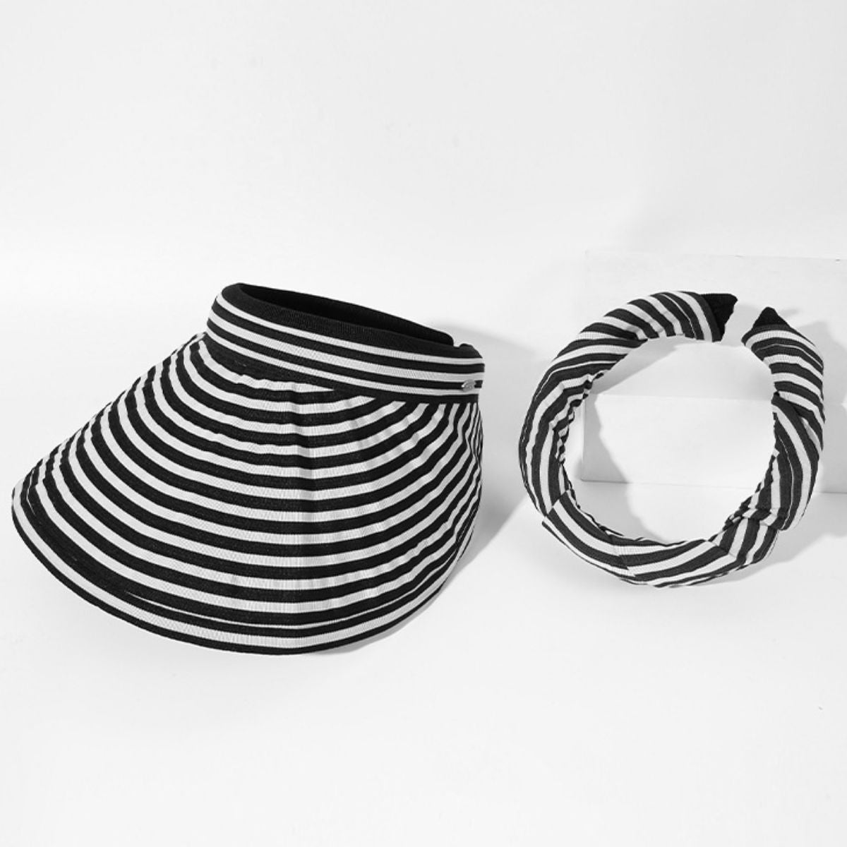 Striped Wide Brim Sun Visor Hat