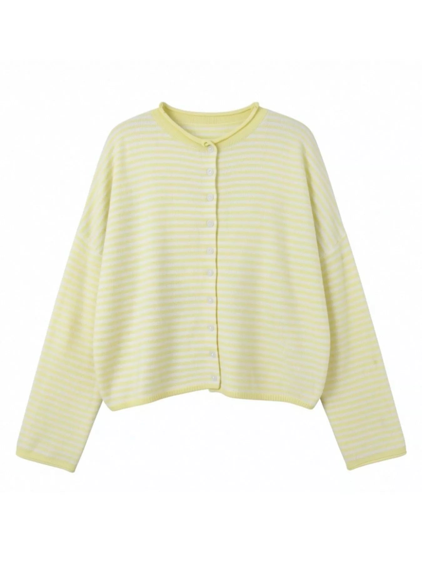 Button-Down Striped Knit Cardigan