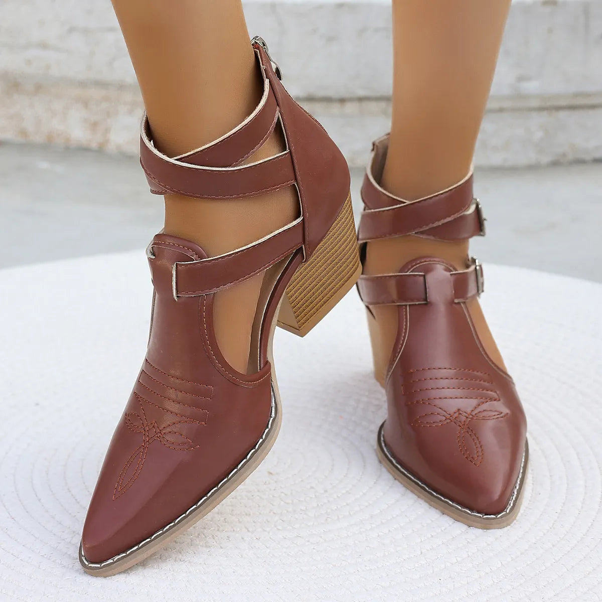 Point Toe Block Heels Sandals
