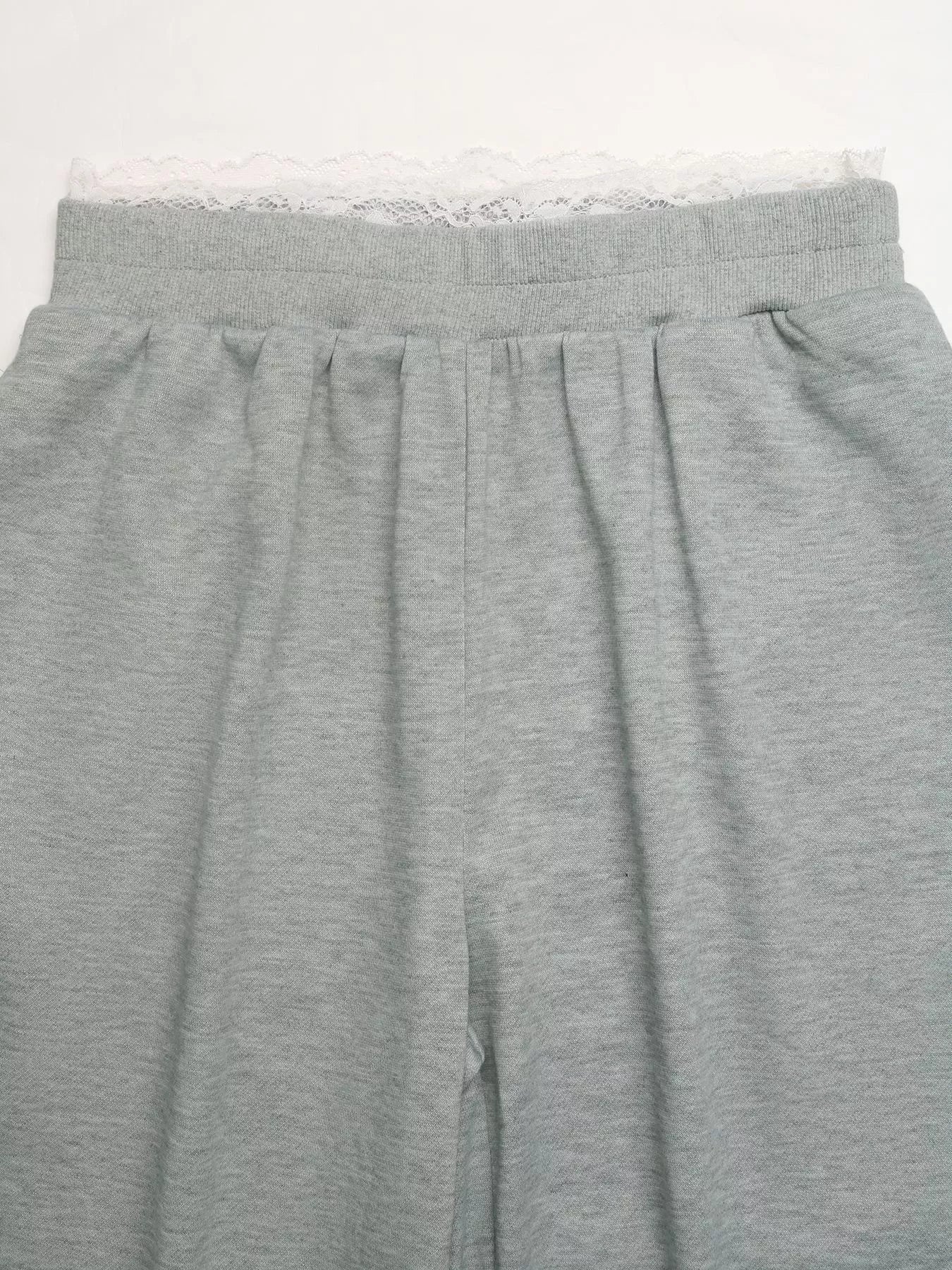 Lace Detail Wide Leg Casual Pants