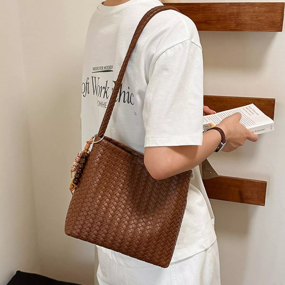 Woven Leather Shoulder Bag
