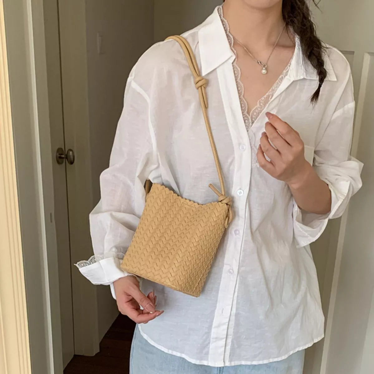 Woven Straw Crossbody Bag