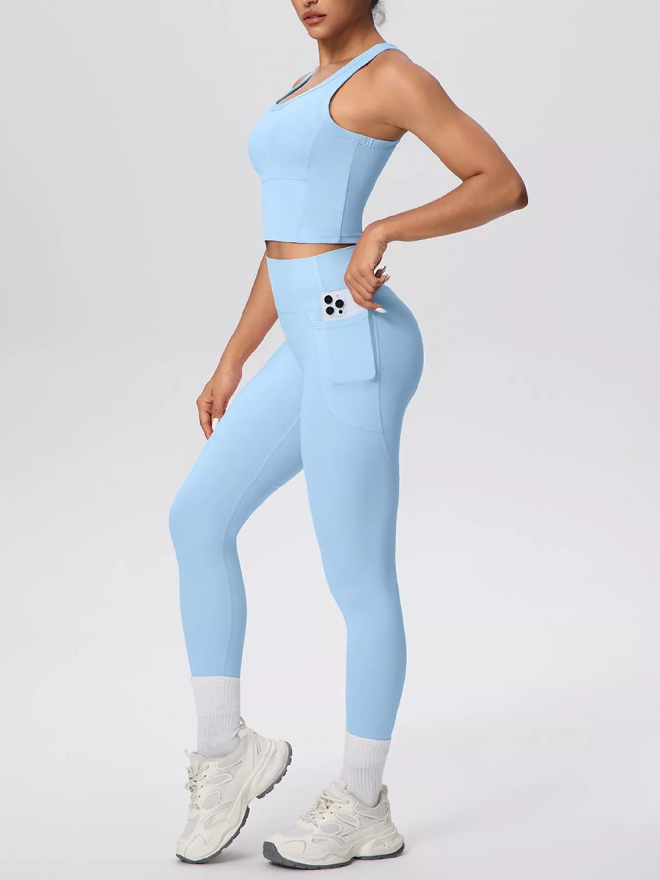 Scoop Neck Tank and High-Waisted Leggings Active Set