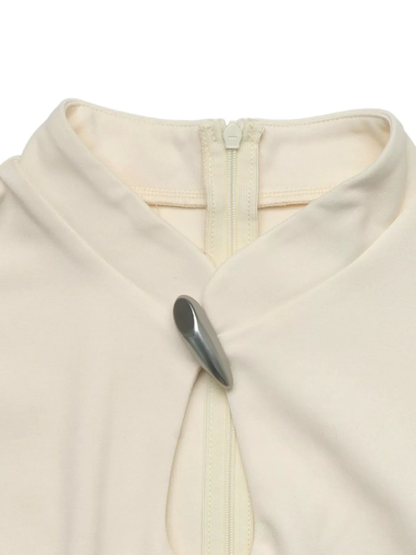 Keyhole Neckline Long Sleeve A-Line Mini Dress