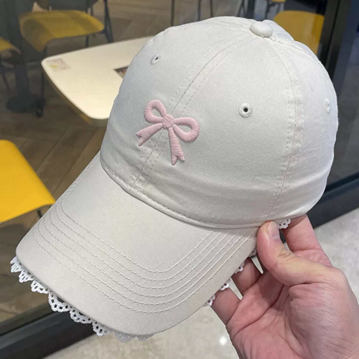 Lace Detail Bow Baseball Cap
