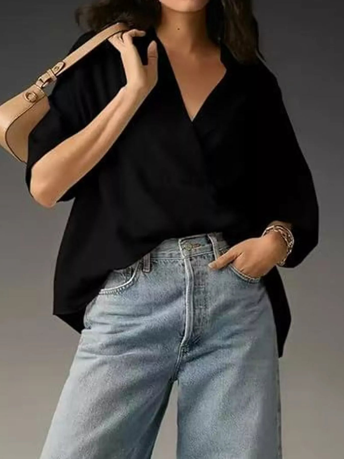 Half Sleeve Oversized Blouse