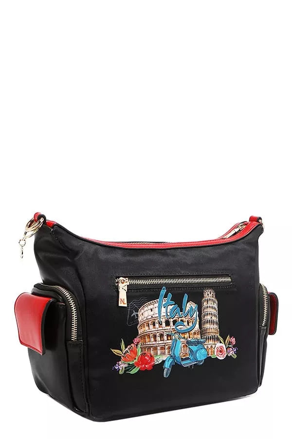 Nicole Lee USA Martha Travels Italy Multi Pocket Shoulder Bag