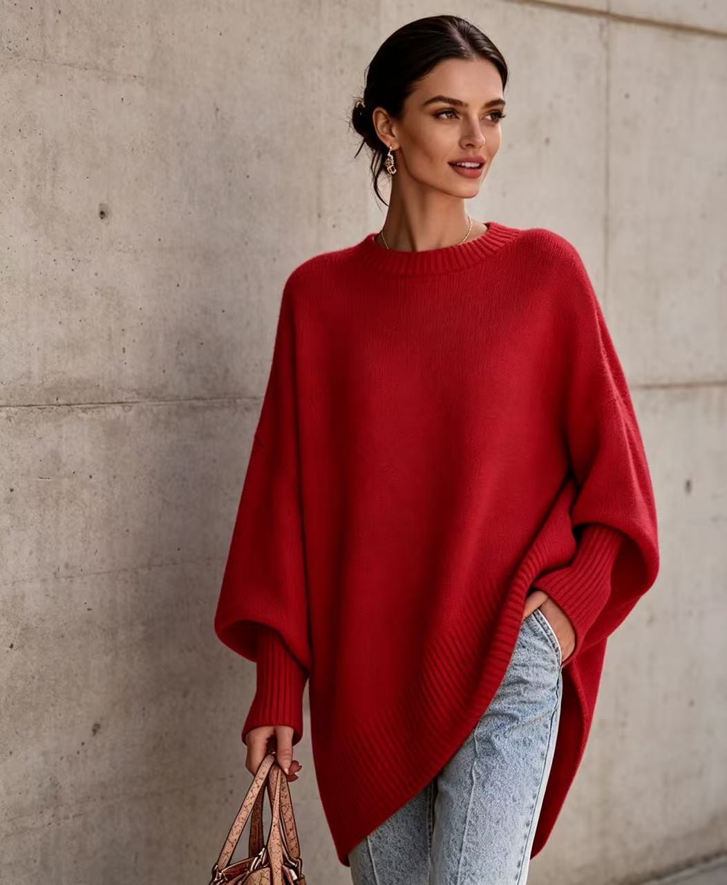 Women's Relaxed-Fit Solid-Color Sweater