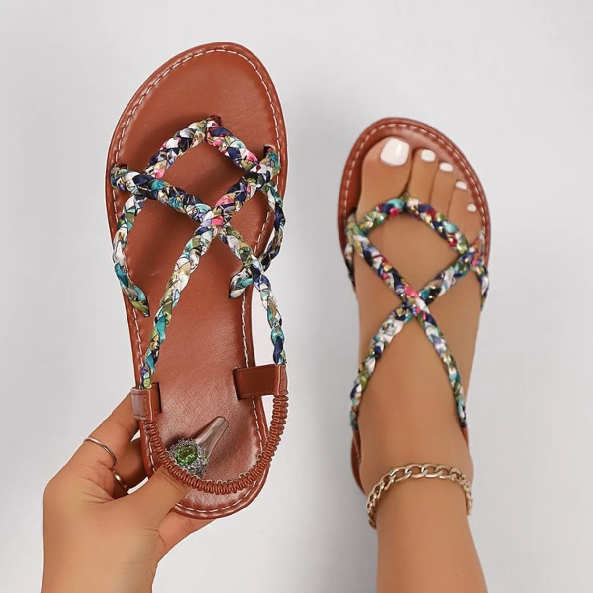Crisscross Strap Flat Sandals