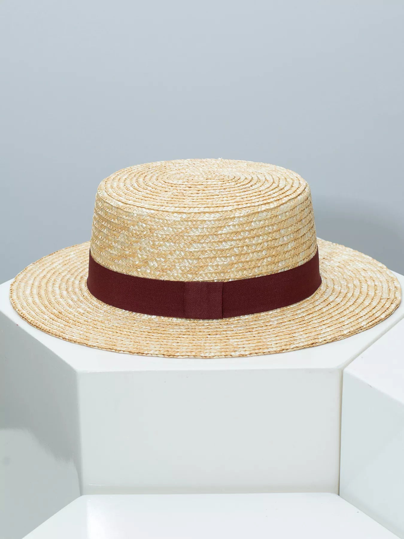Straw Boater Hat with Ribbon