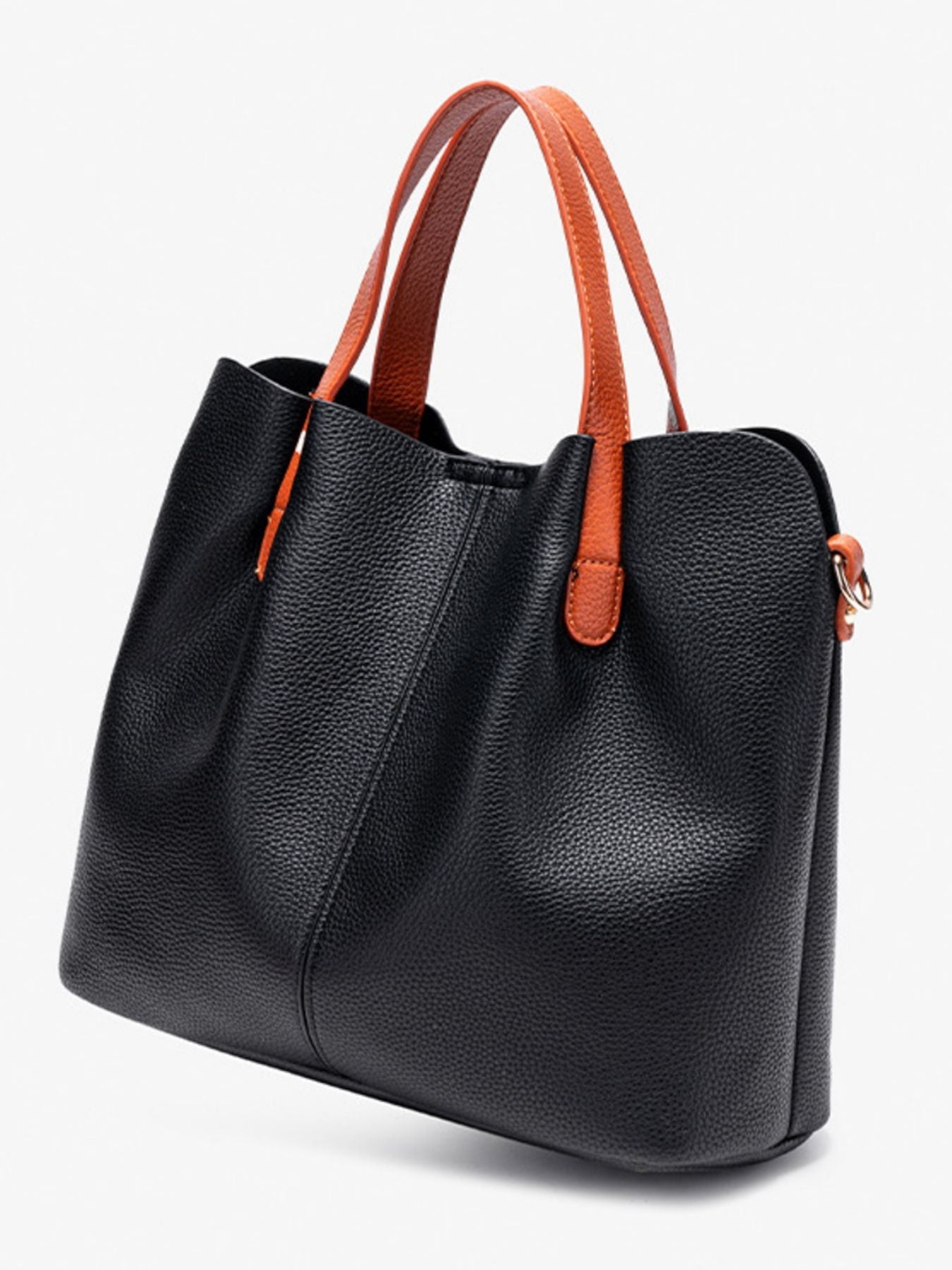 Leather Contrast Handle Handbag