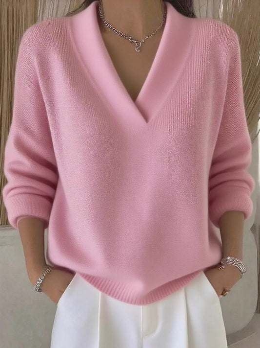 Full Size V-Neck Dropped Shoulder Sweater Plus Size