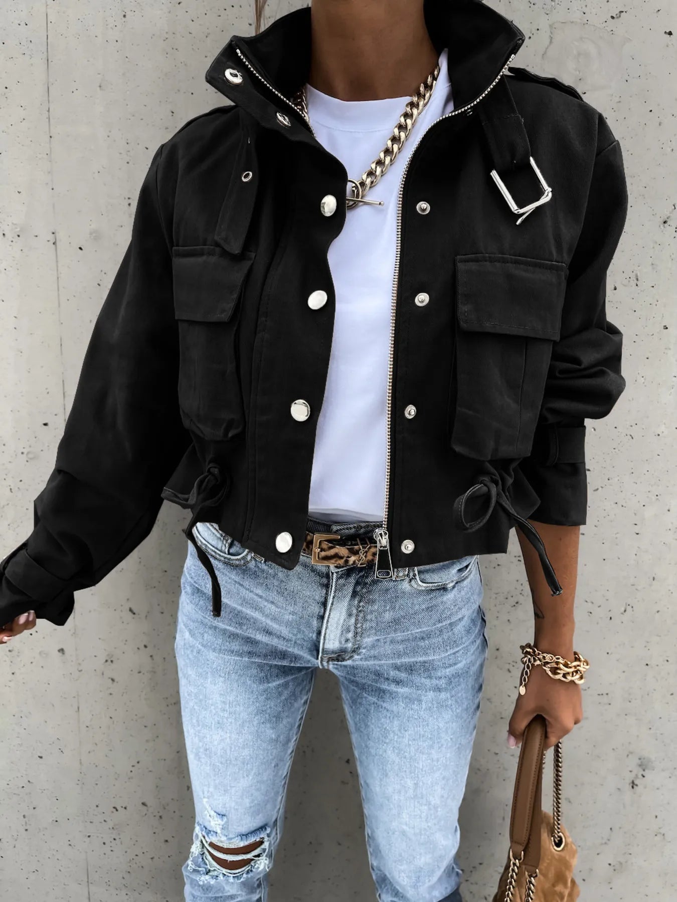 Snap Down Long Sleeve Jacket