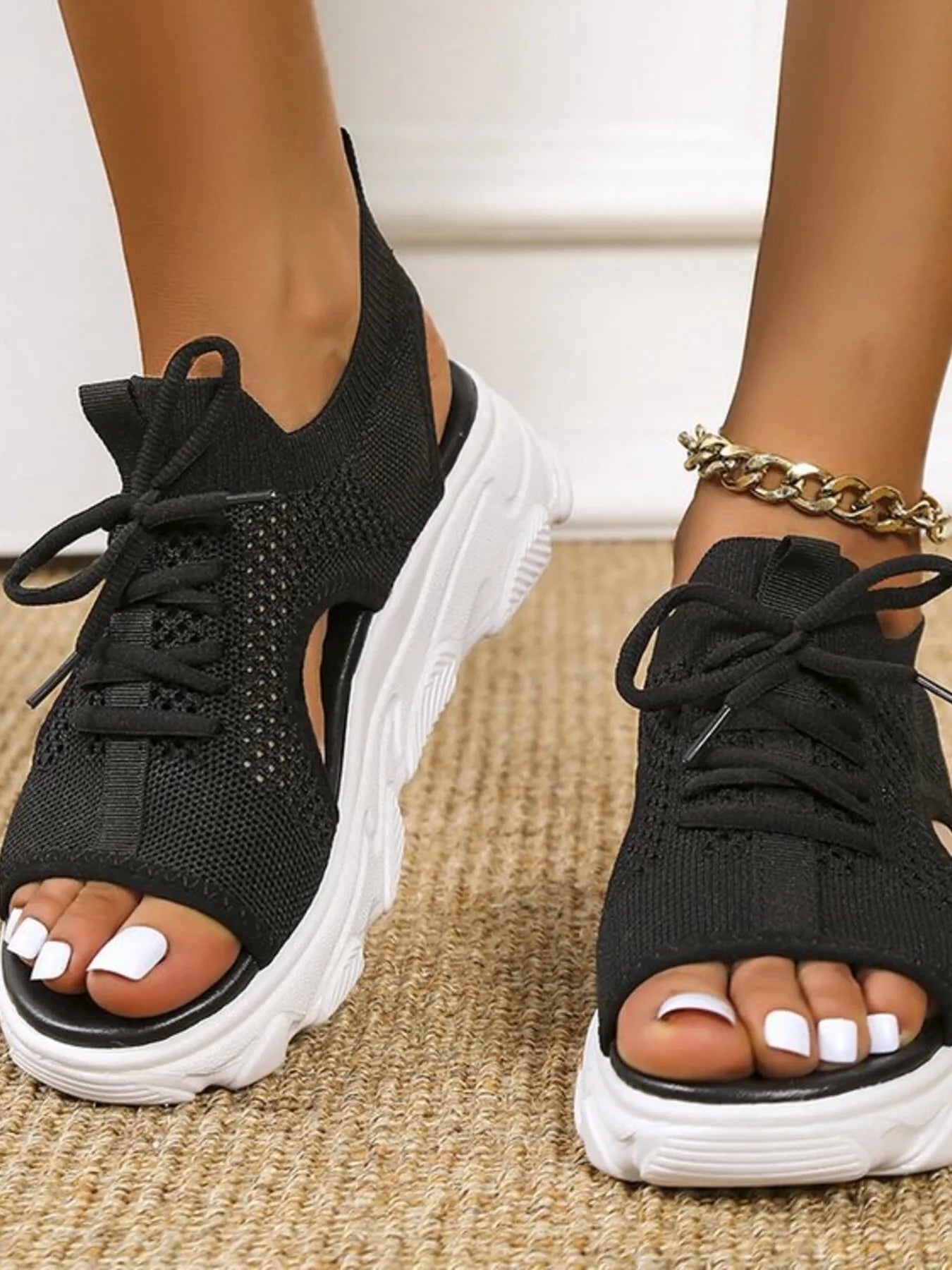 Open Toe Lace Up Sandals