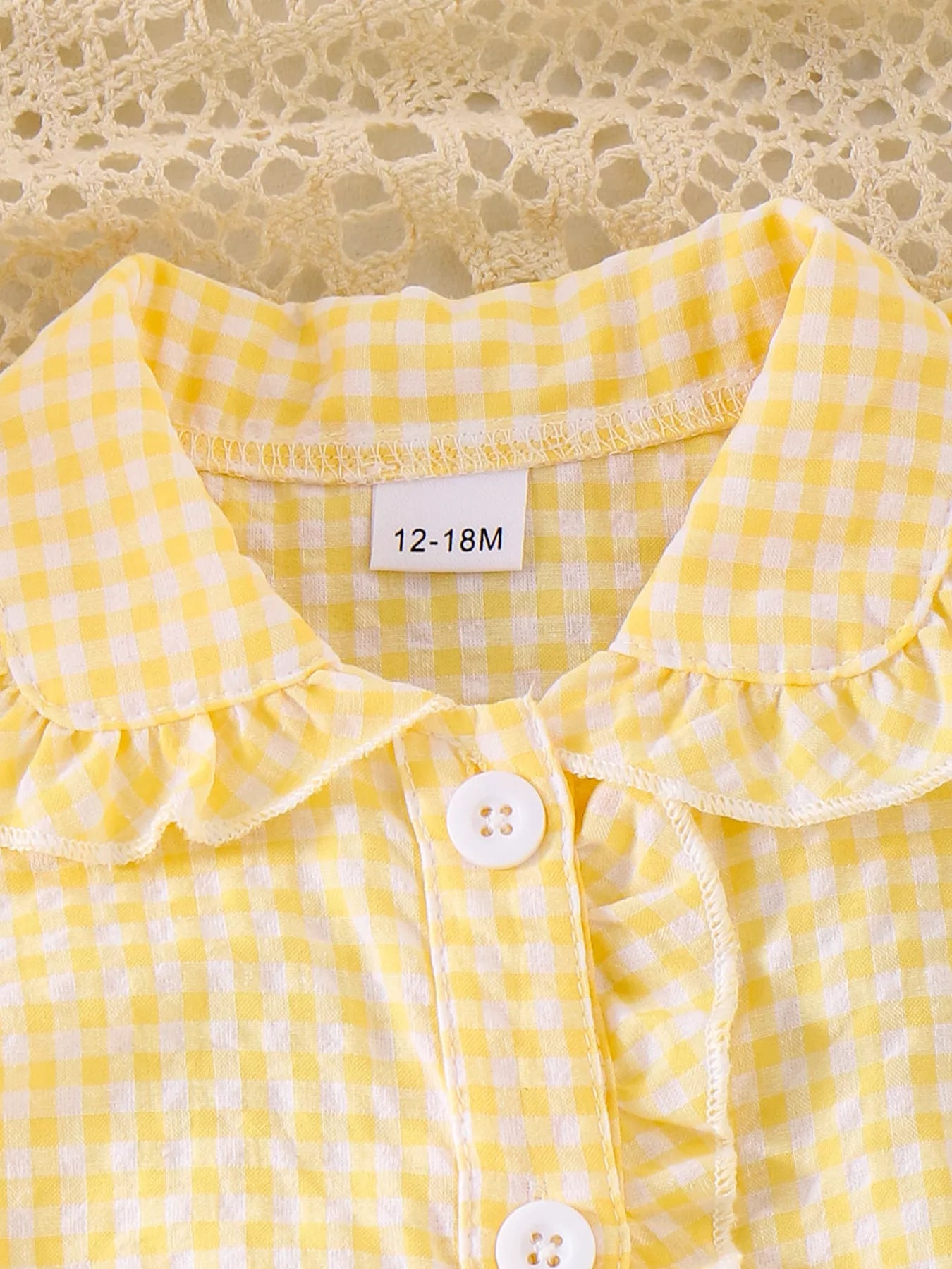 Children's Gingham Ruffle Collar Sleeveless Shirt