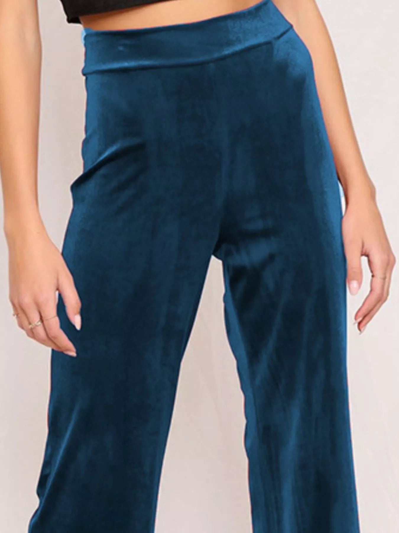 Full Size Velvet Wide Leg Pants Plus Size
