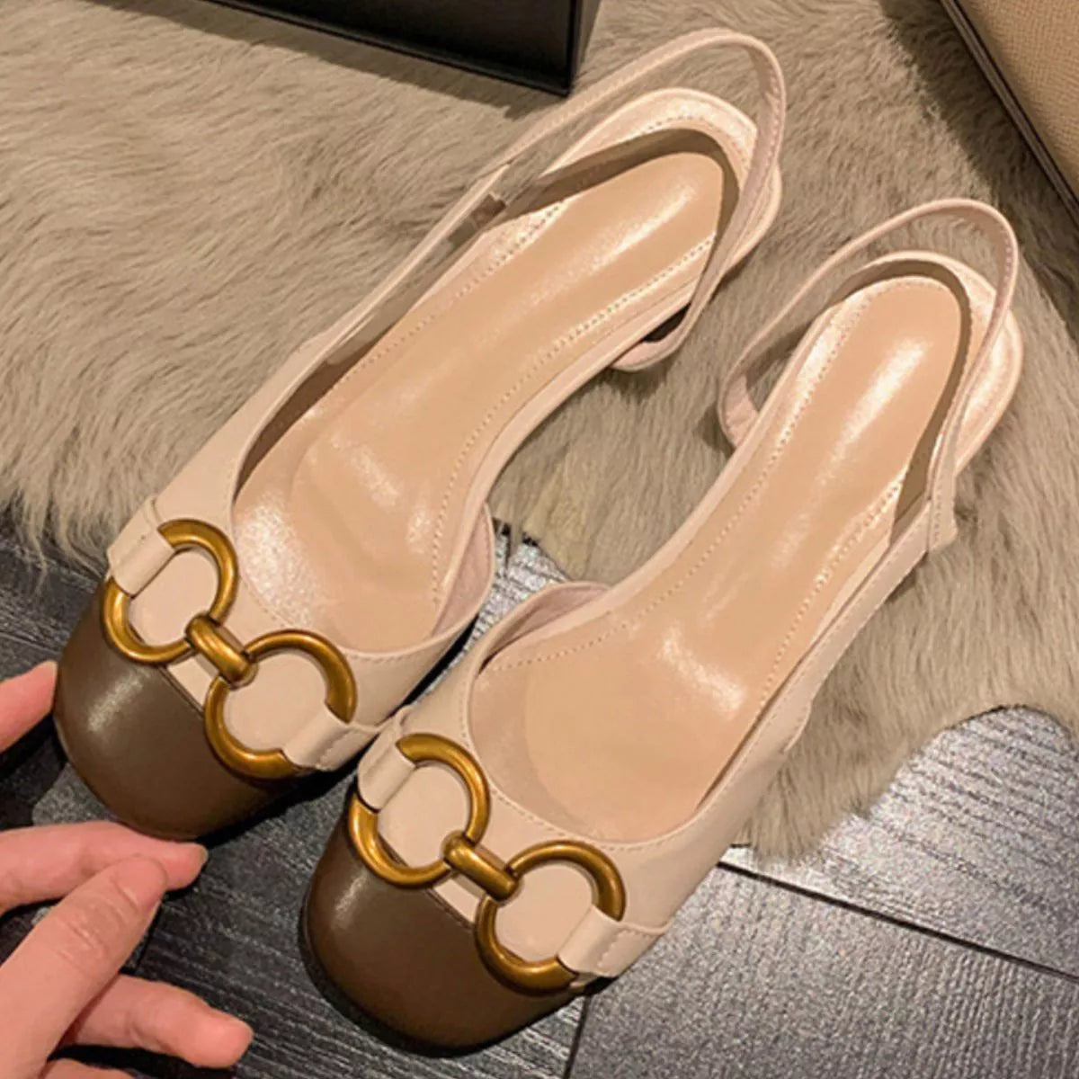 Chain Detail Flats Sandals