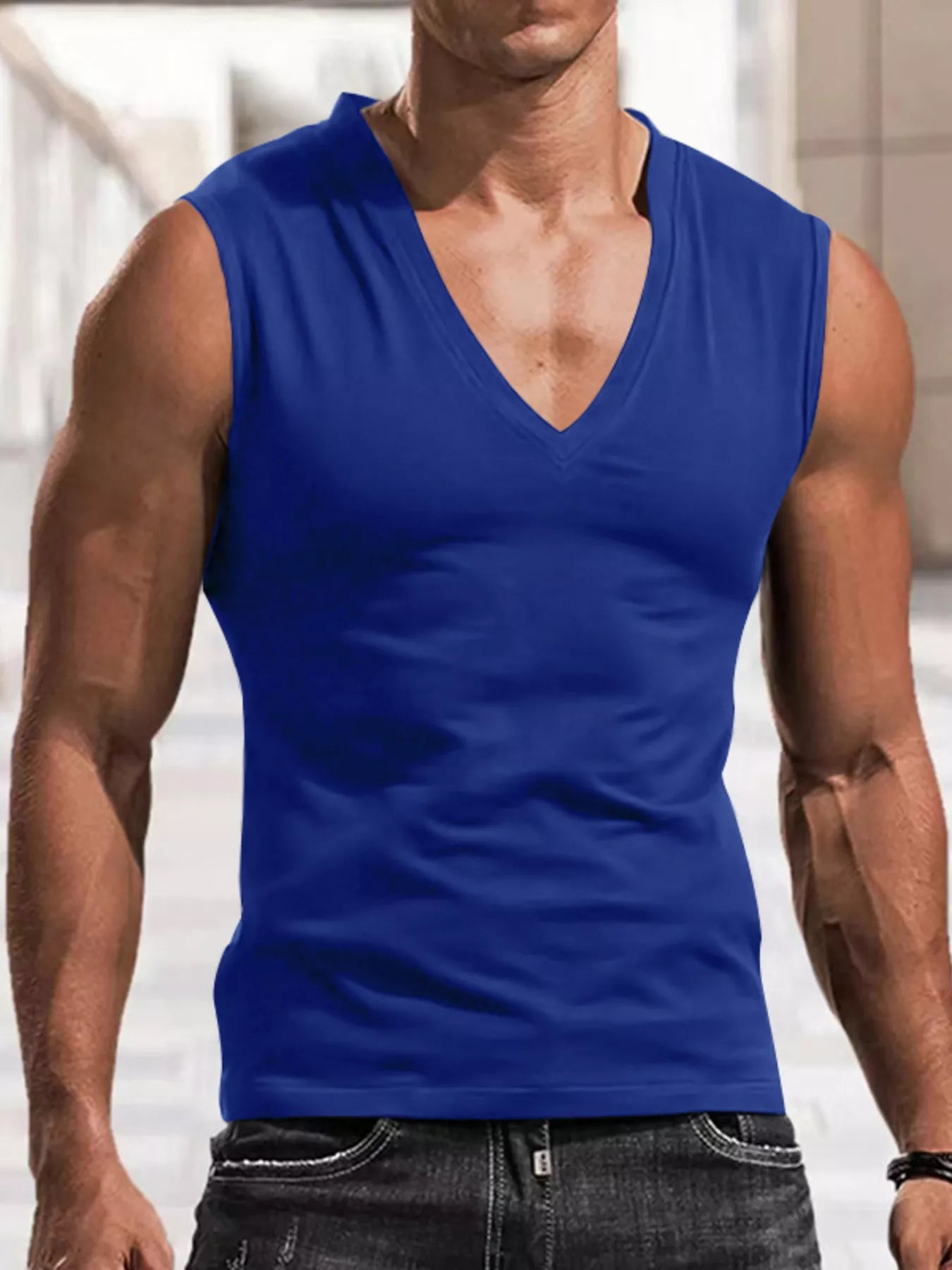 Men's Full Size V-Neck Tank Top Plus Size