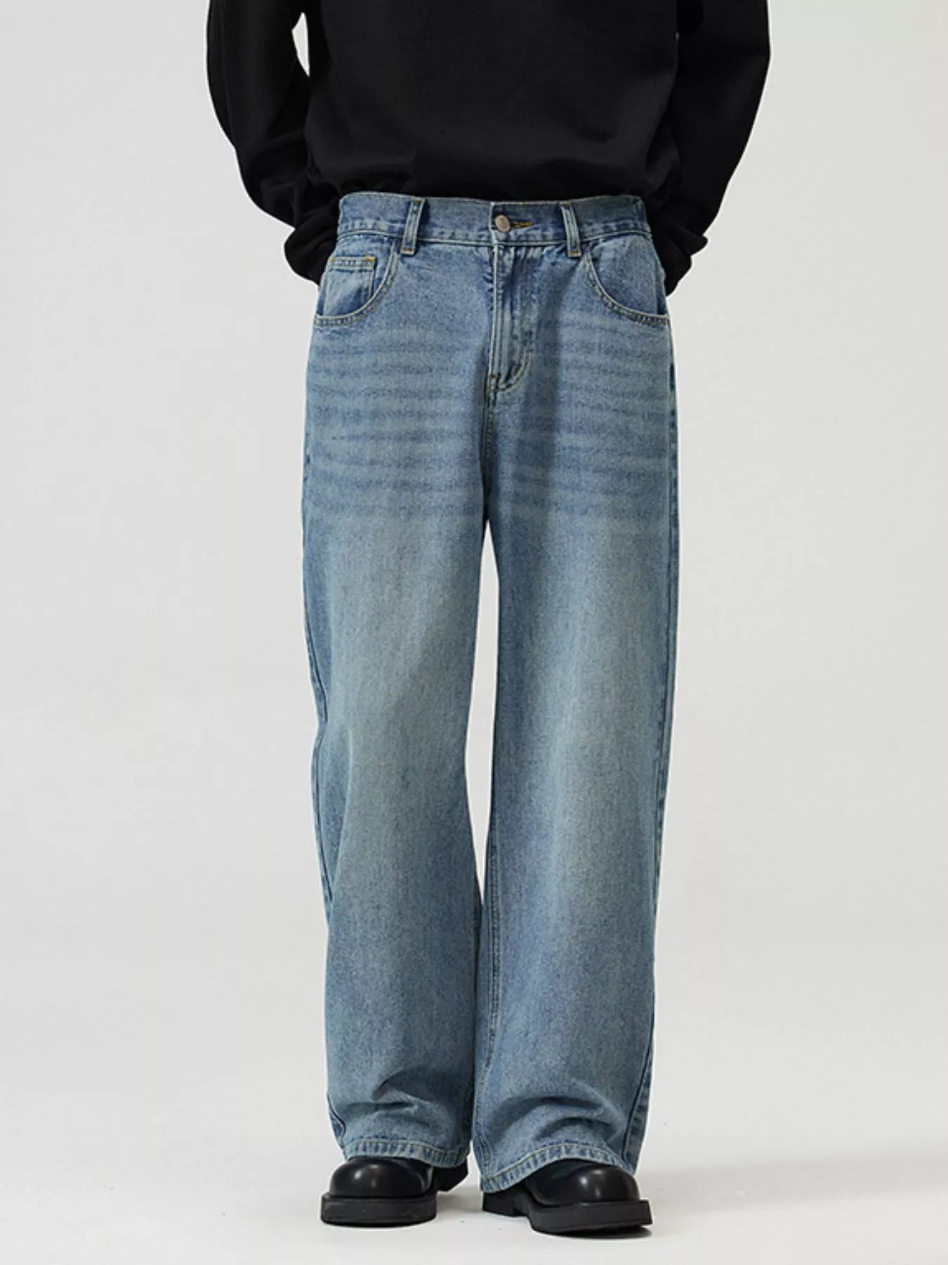 Men's Full Size Washed Straight Jeans Plus Size