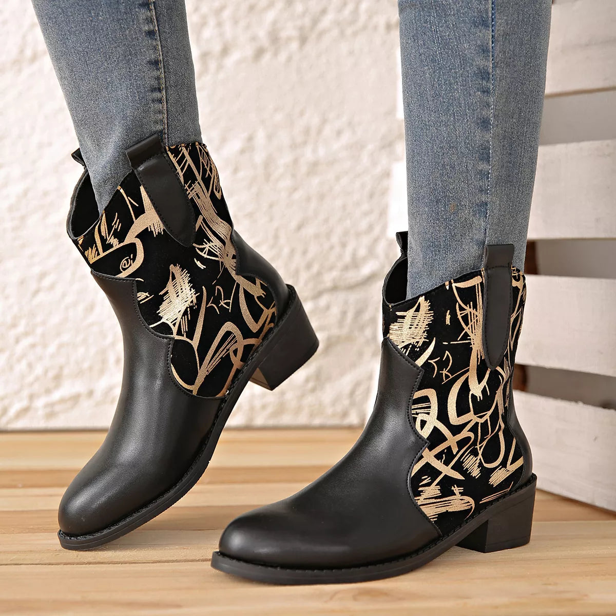 Point Toe Block Heels Boots