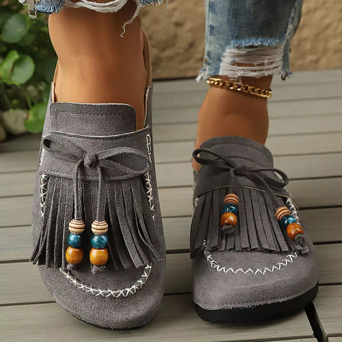 Tassel Round Toe Slip-Ons