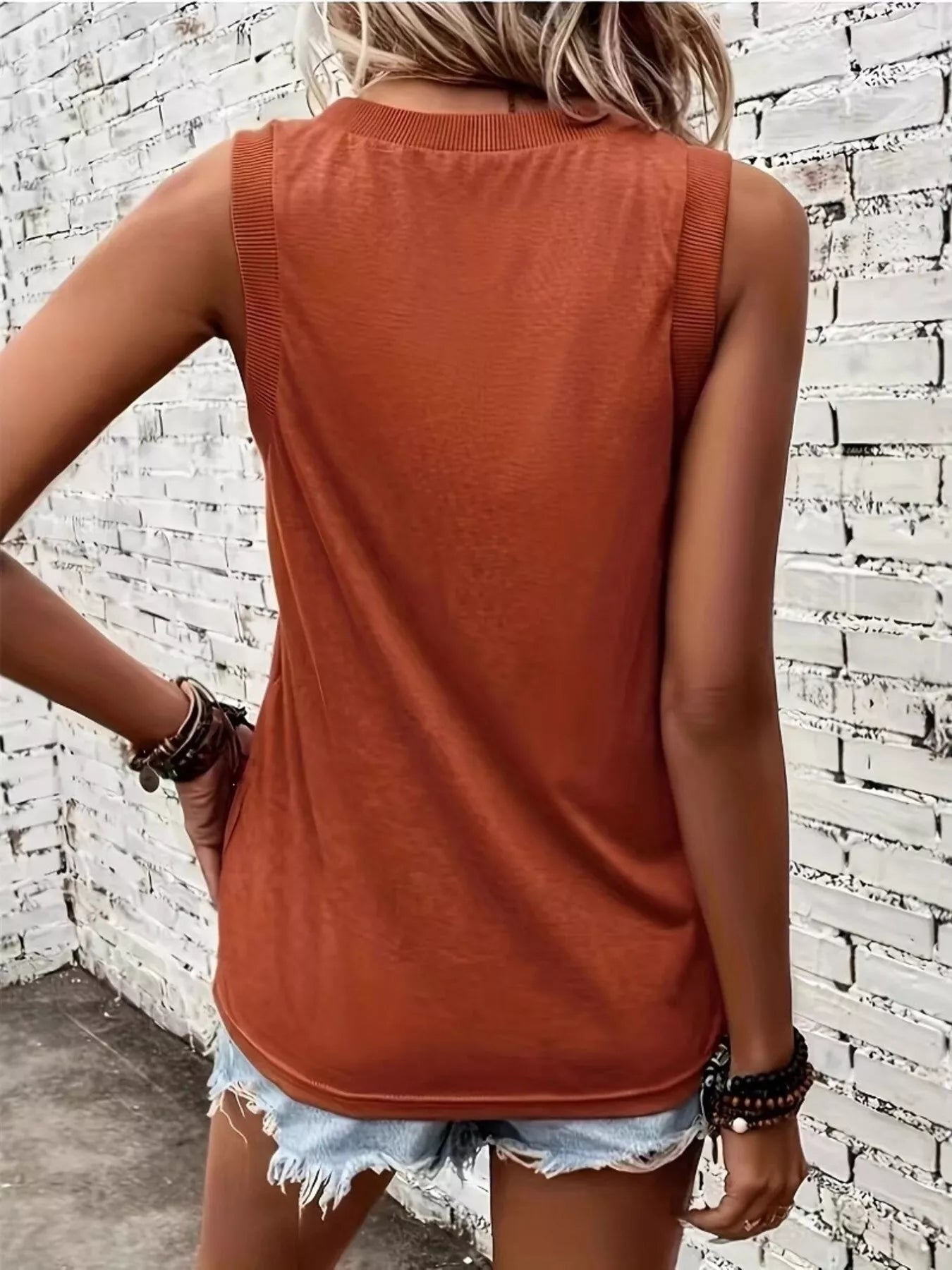 V-Neck Ribbed Trim Tank