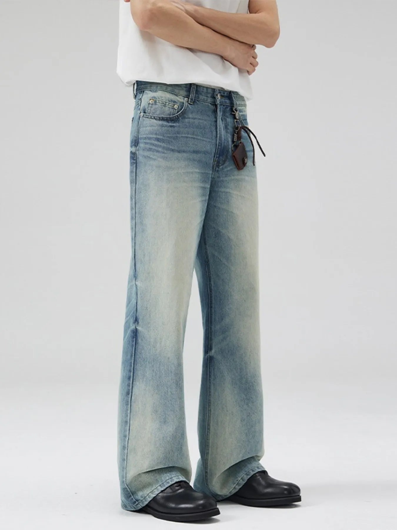 Men's Full Size Vintage Wash Flare Jeans Plus Size