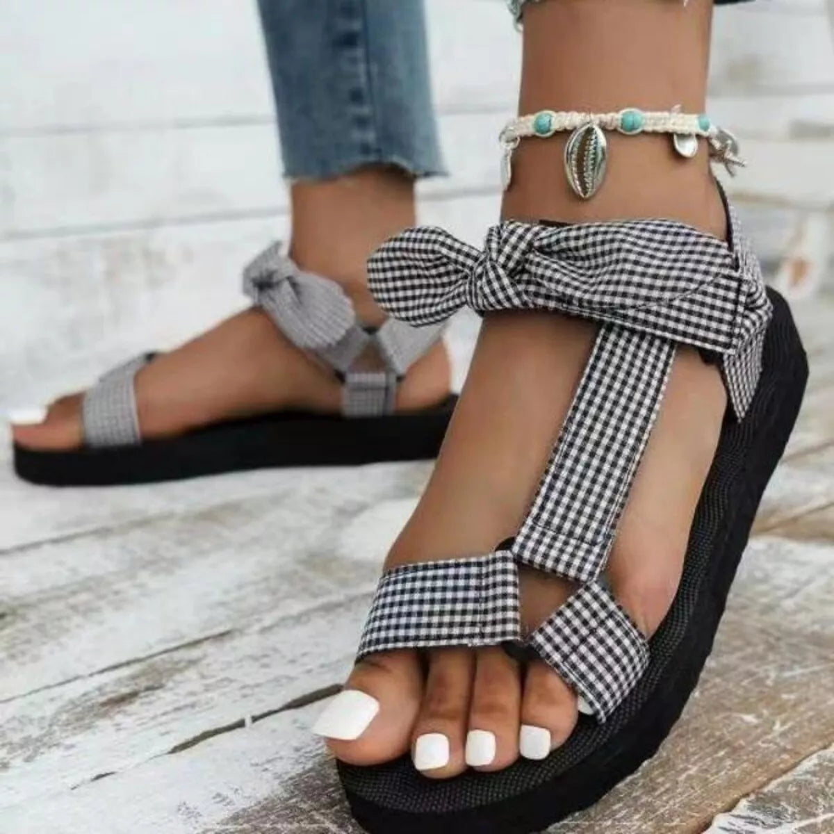 Open Toe Bow Sandals