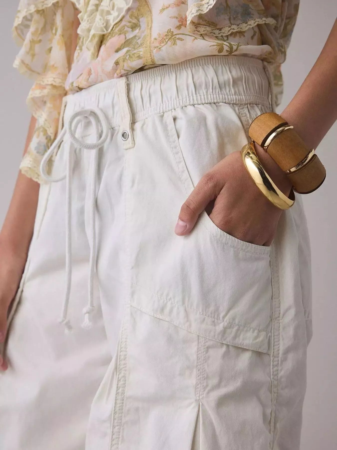 High-Waisted Cargo Wide-Leg Pants