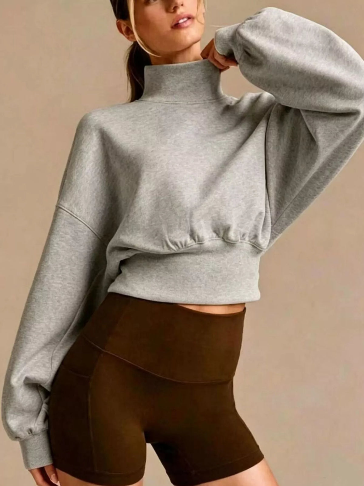 Turtleneck Dropped Shoulder Sweatshirt