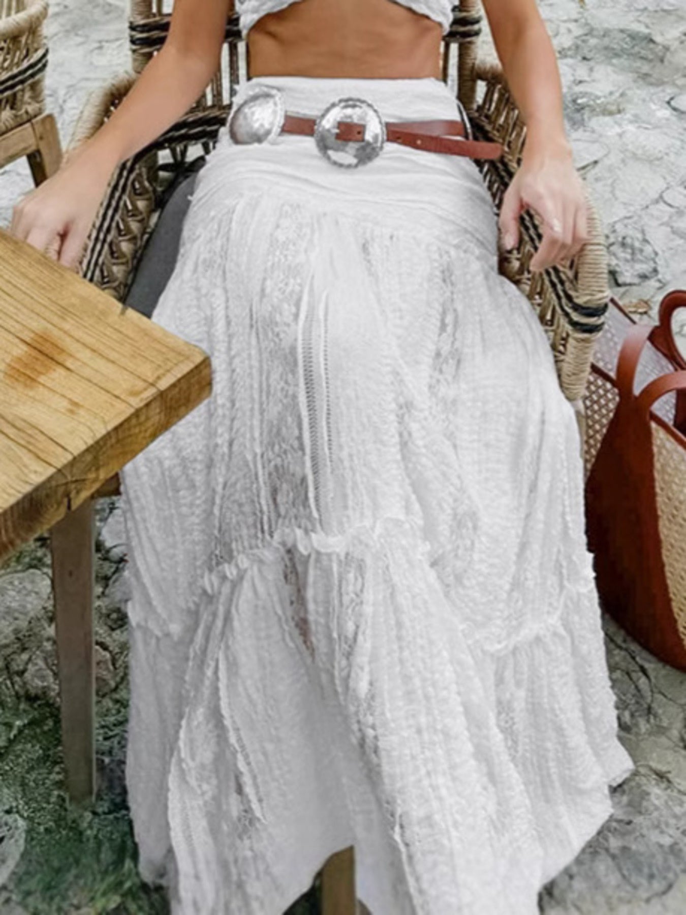 Lace Tiered Maxi Skirt