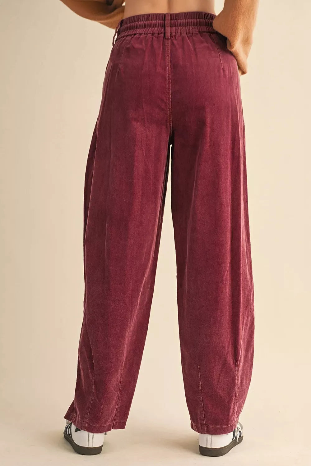 Elastic Waist Drawstring Corduroy Casual Pants