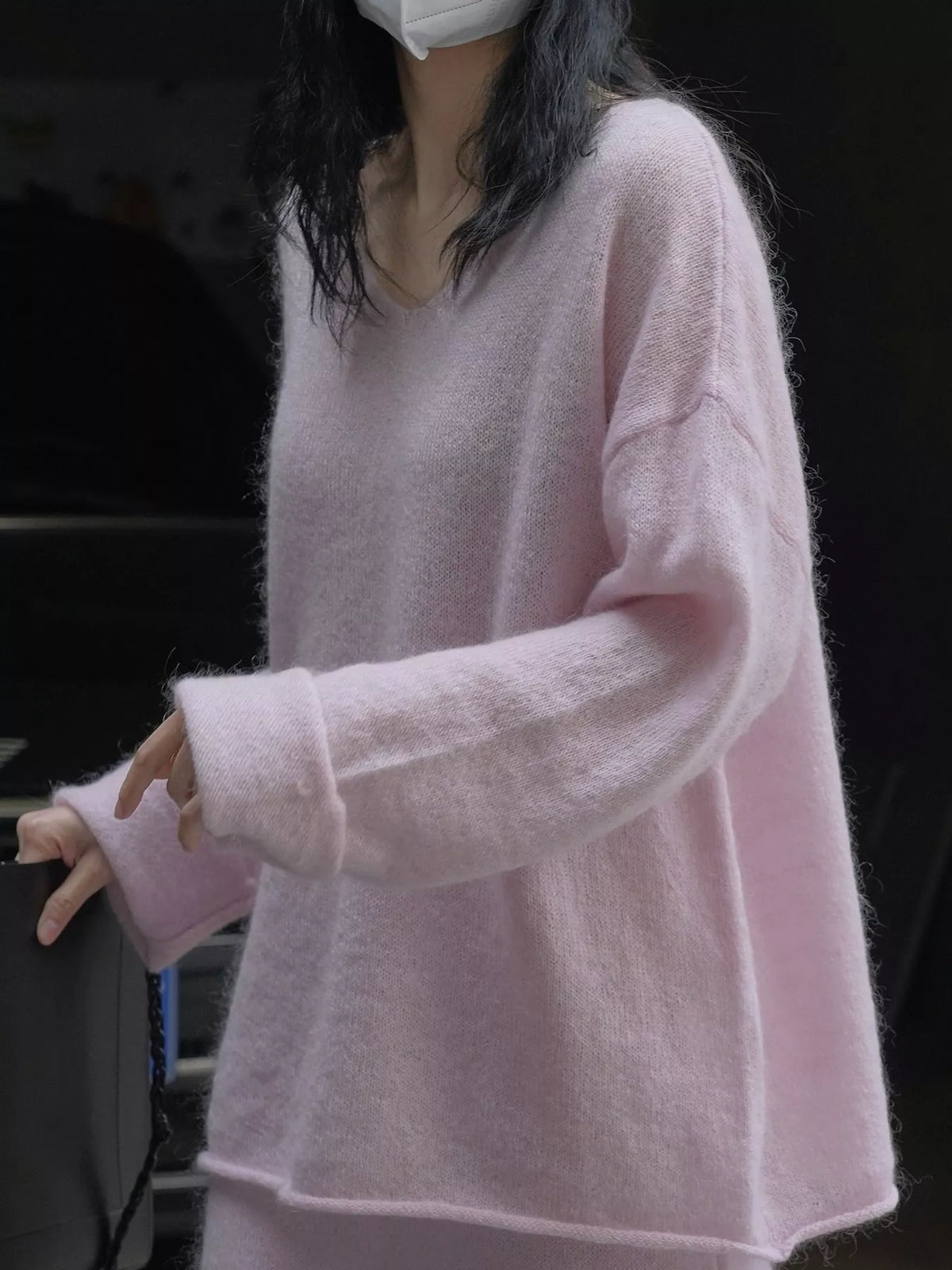 Round Neck Dropped Shoulder Sweater