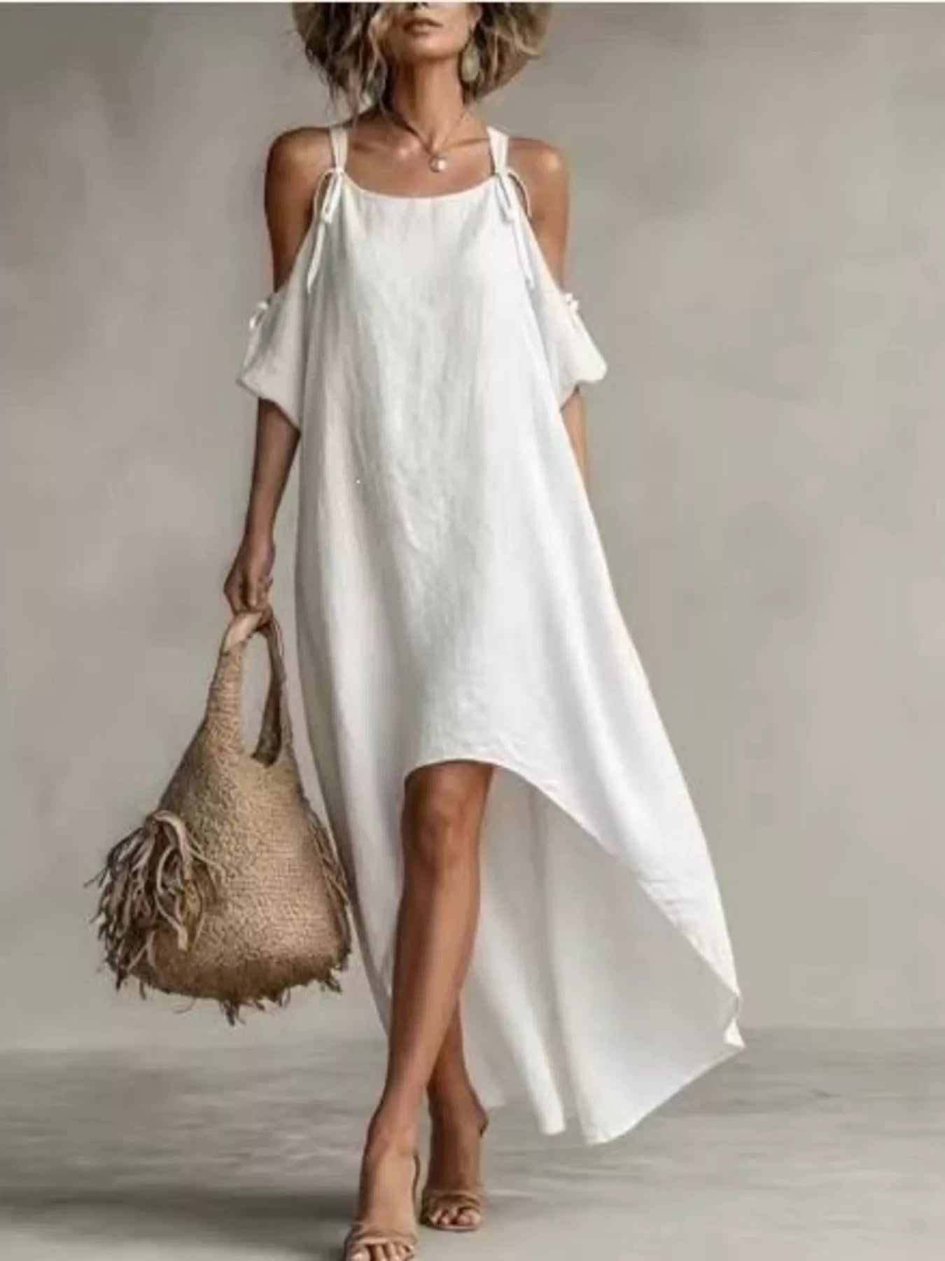 High-Low Cold Shoulder Maxi Dress