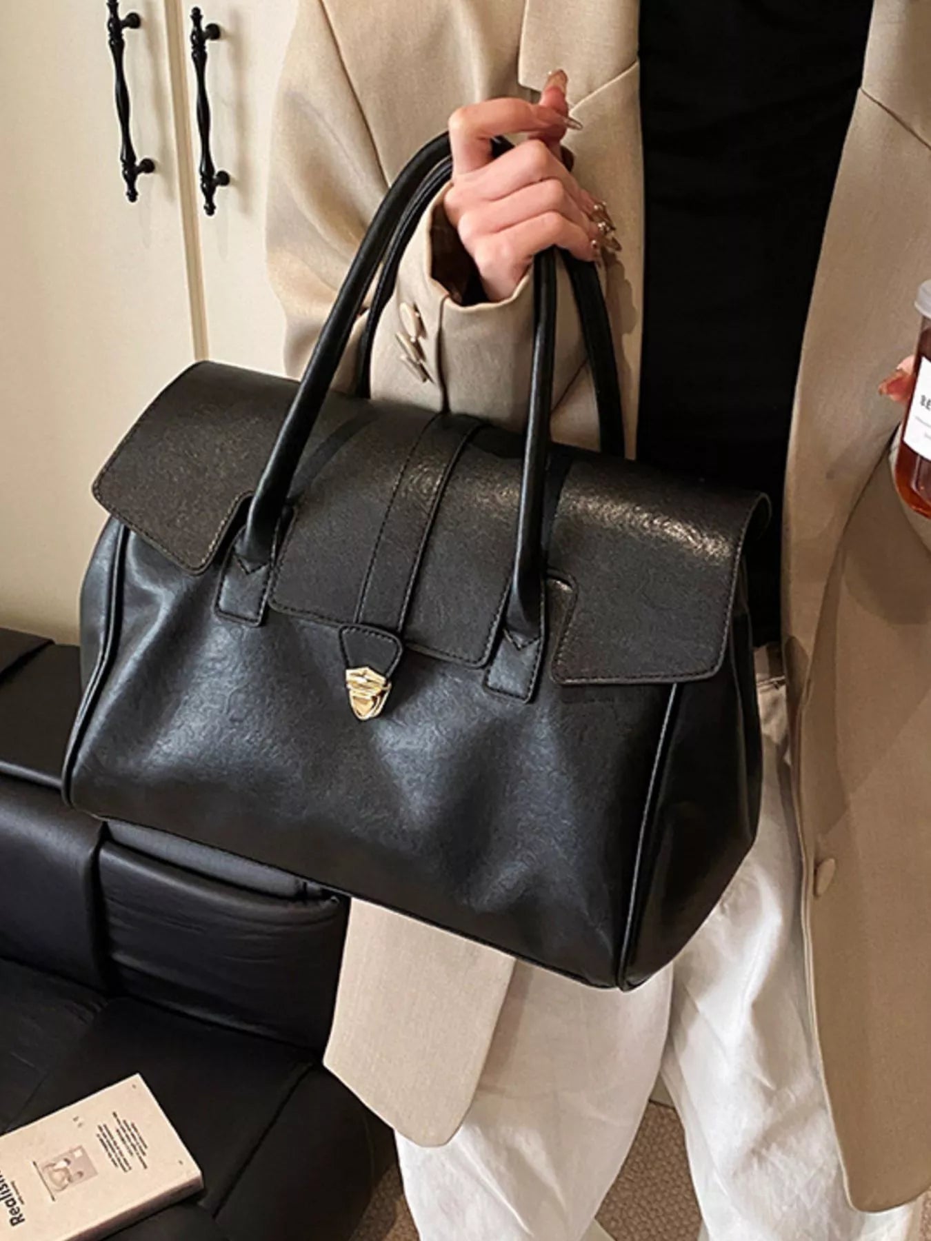 Buckle PU Leather Handbag