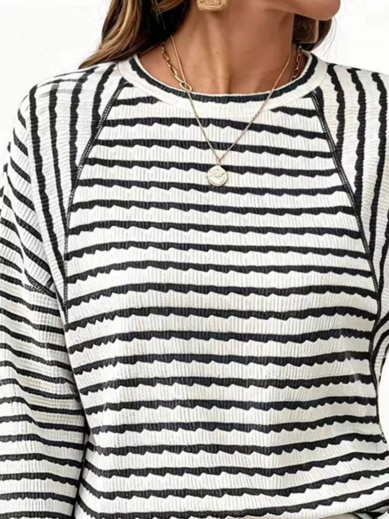 Casual Striped Raglan Sleeve Long-Sleeve T-Shirt