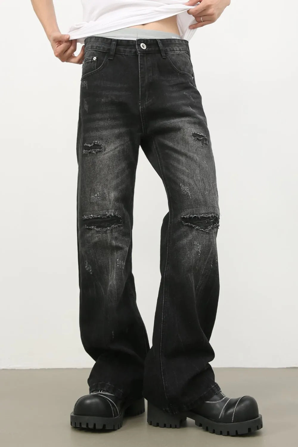 Men's Distressed Jeans with Pockets