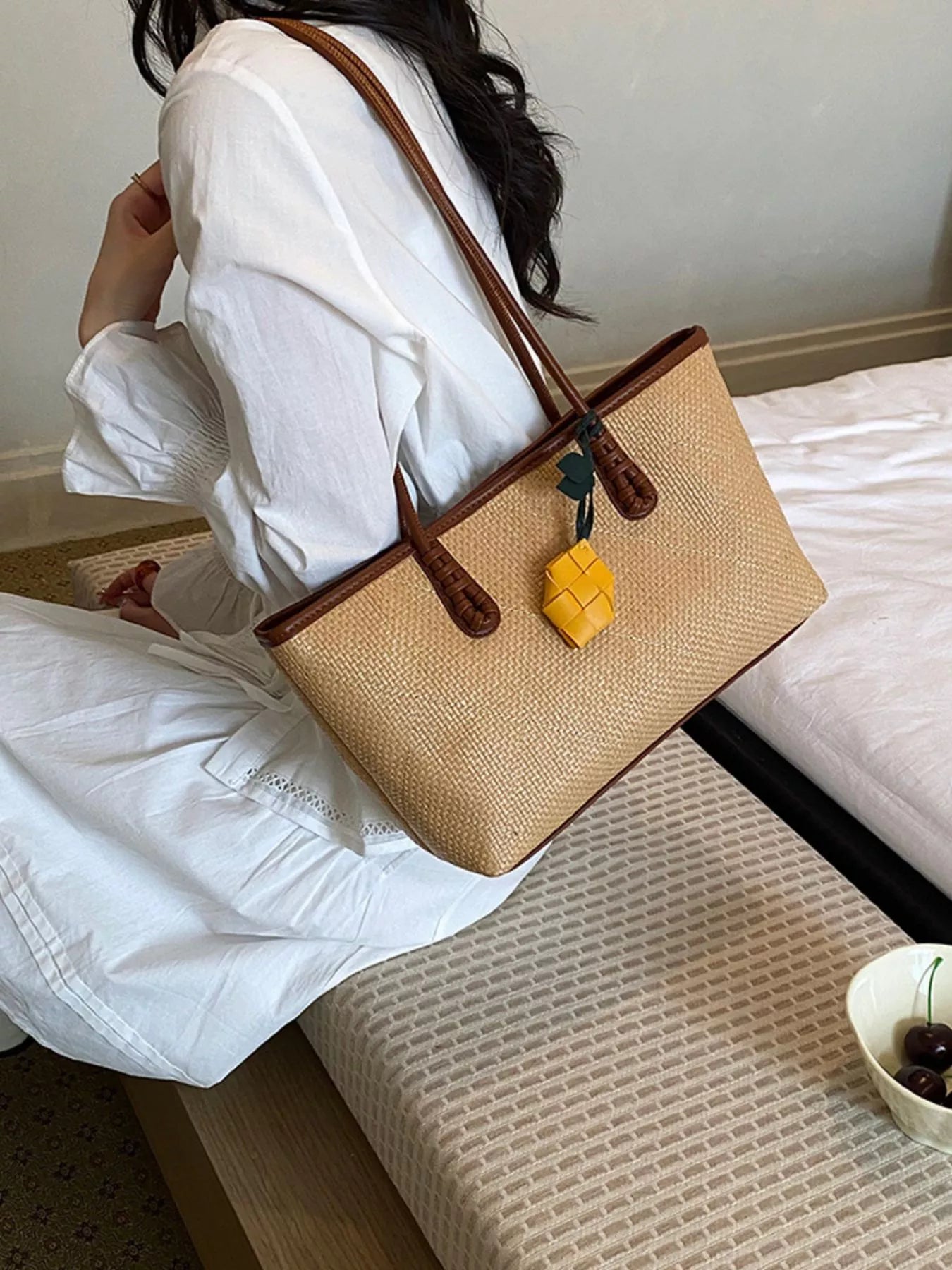 Contrast Trim Shoulder Bag