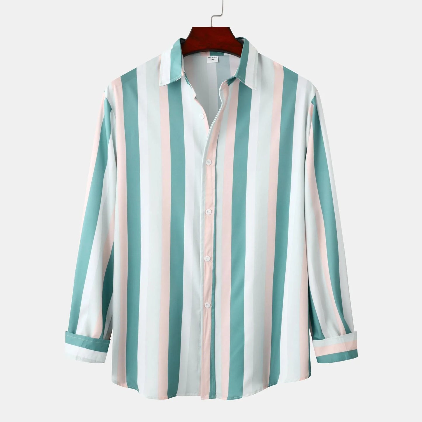 Men's Striped Button-Down Long Sleeve Shirt
