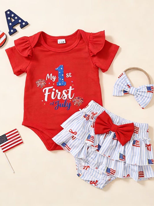 Children's My First 4th of July Bodysuit & Skort & Headband Set