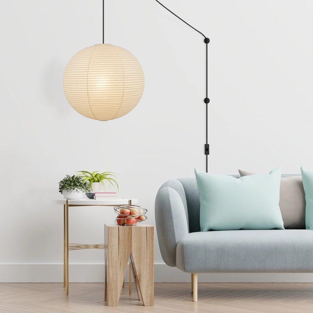 Akari A Pendant Swag Light (black plug wire)