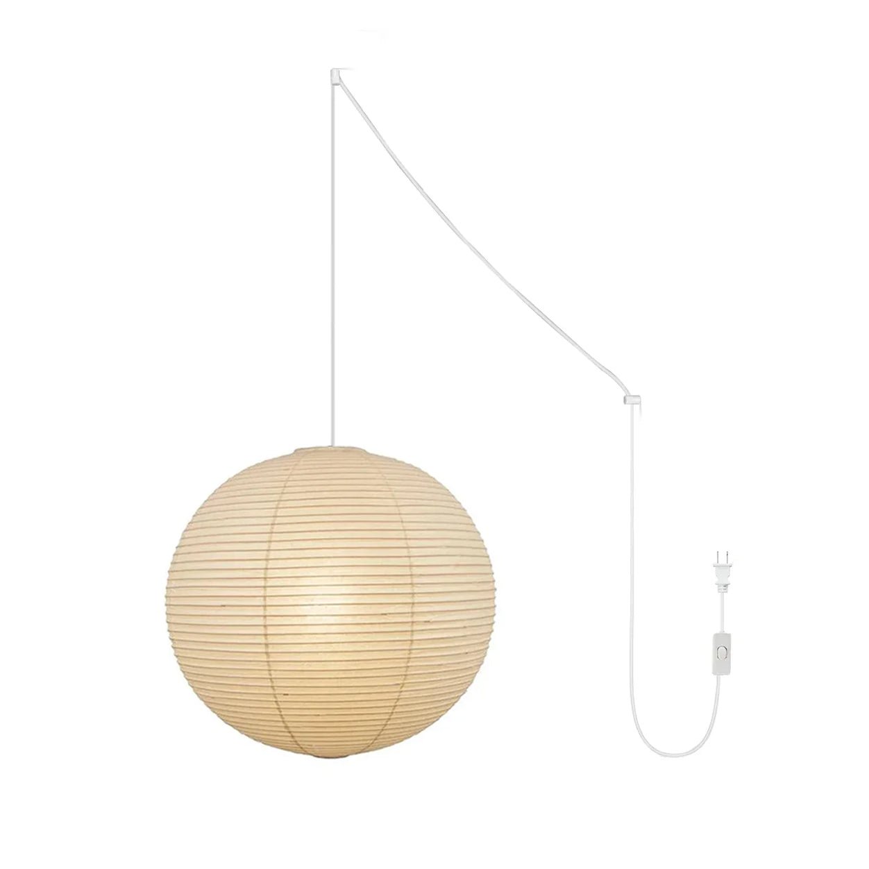 Akari A Round Swag Light (white plug wire)