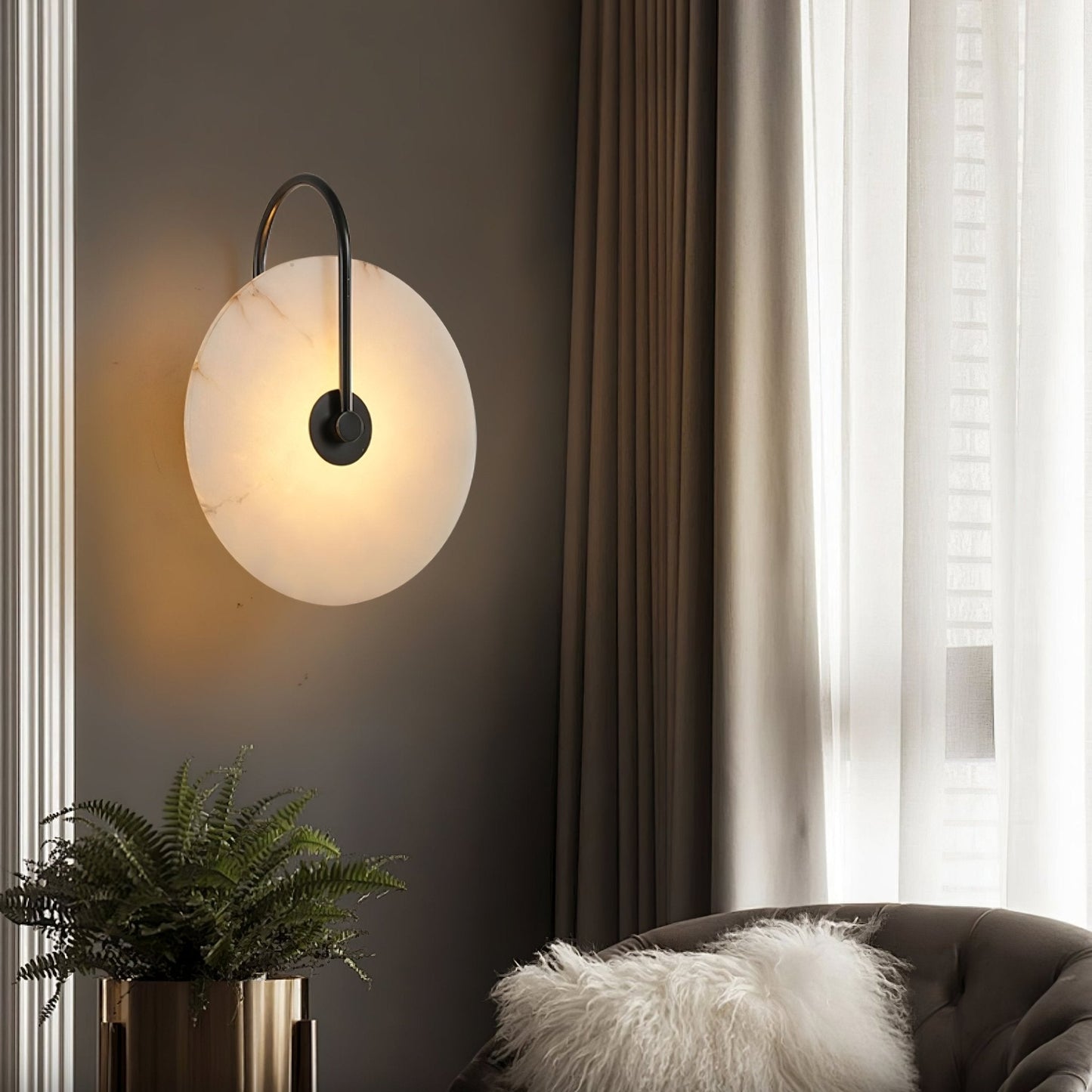 Alabaster LED Plug-In Wall Lamp