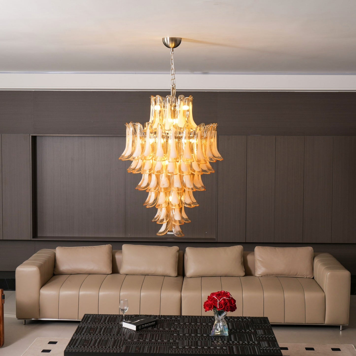 Amber Cloud Glass Petals Chandelier