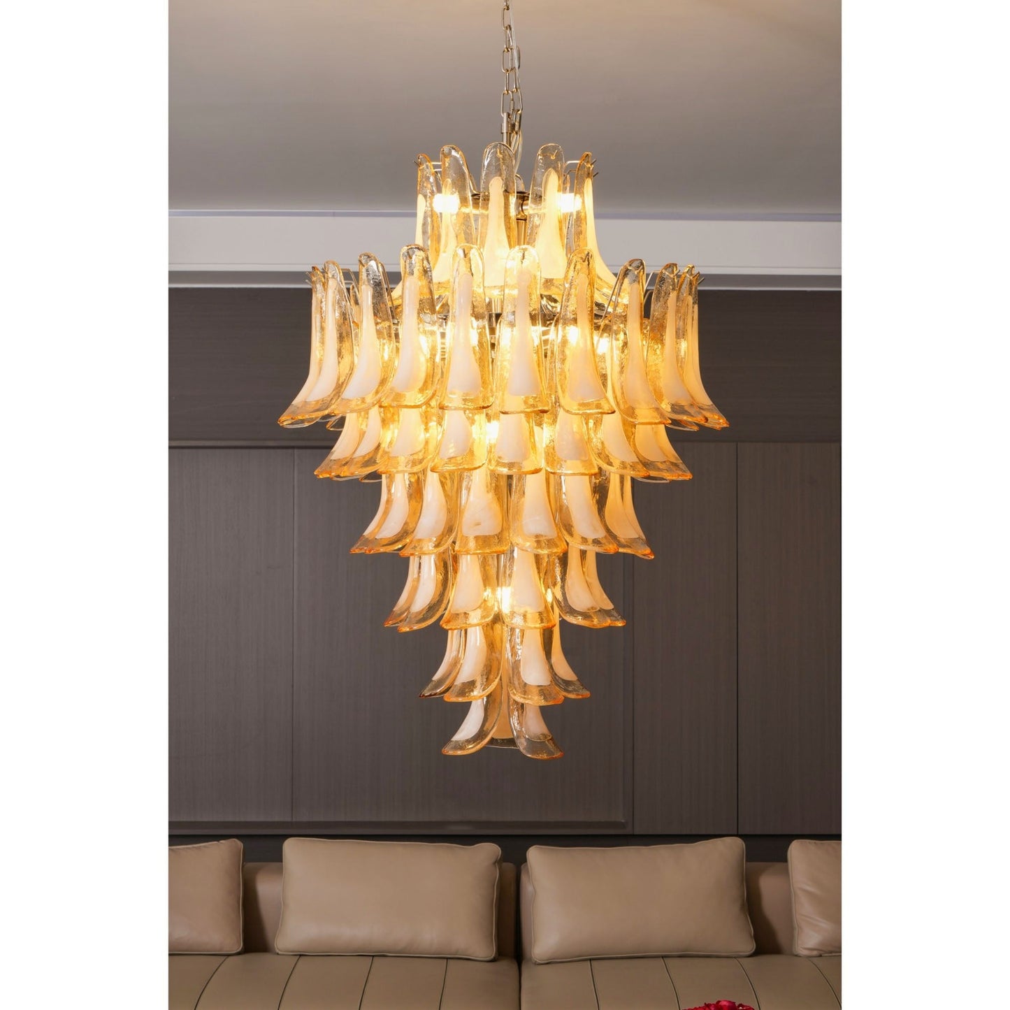 Amber Cloud Glass Petals Chandelier